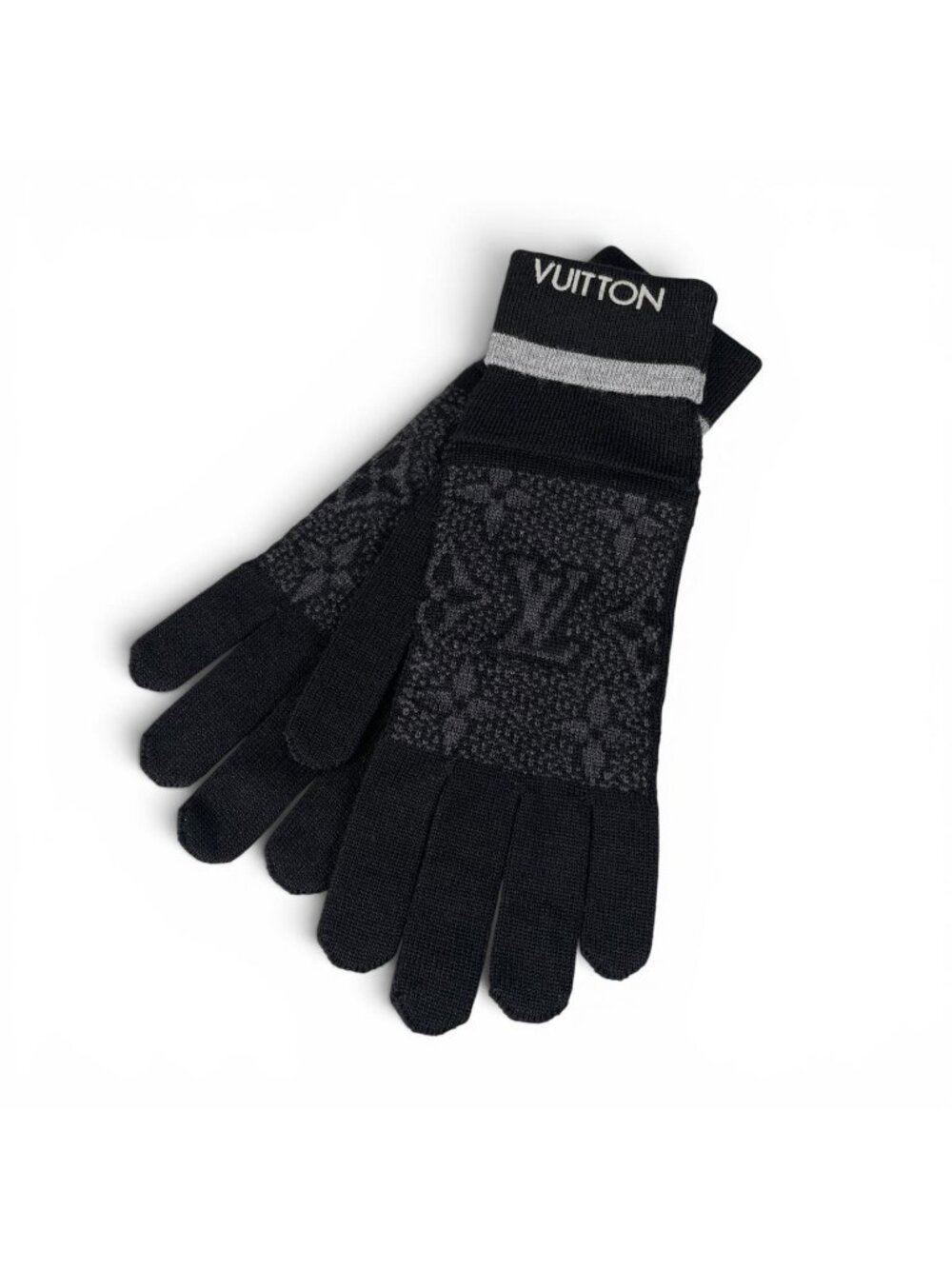 Louis Vuitton Monogram Eclipse Wool 100% Gloves Black